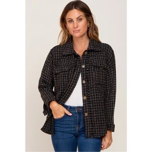 PinkBlush/Andthewhy Black Tweed Front Pocket Shacket M NWT